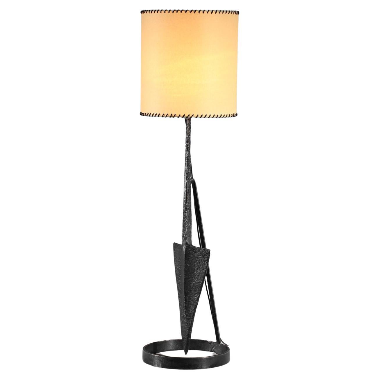 lampe / lampadaire populaire Brutalist en fer forgé