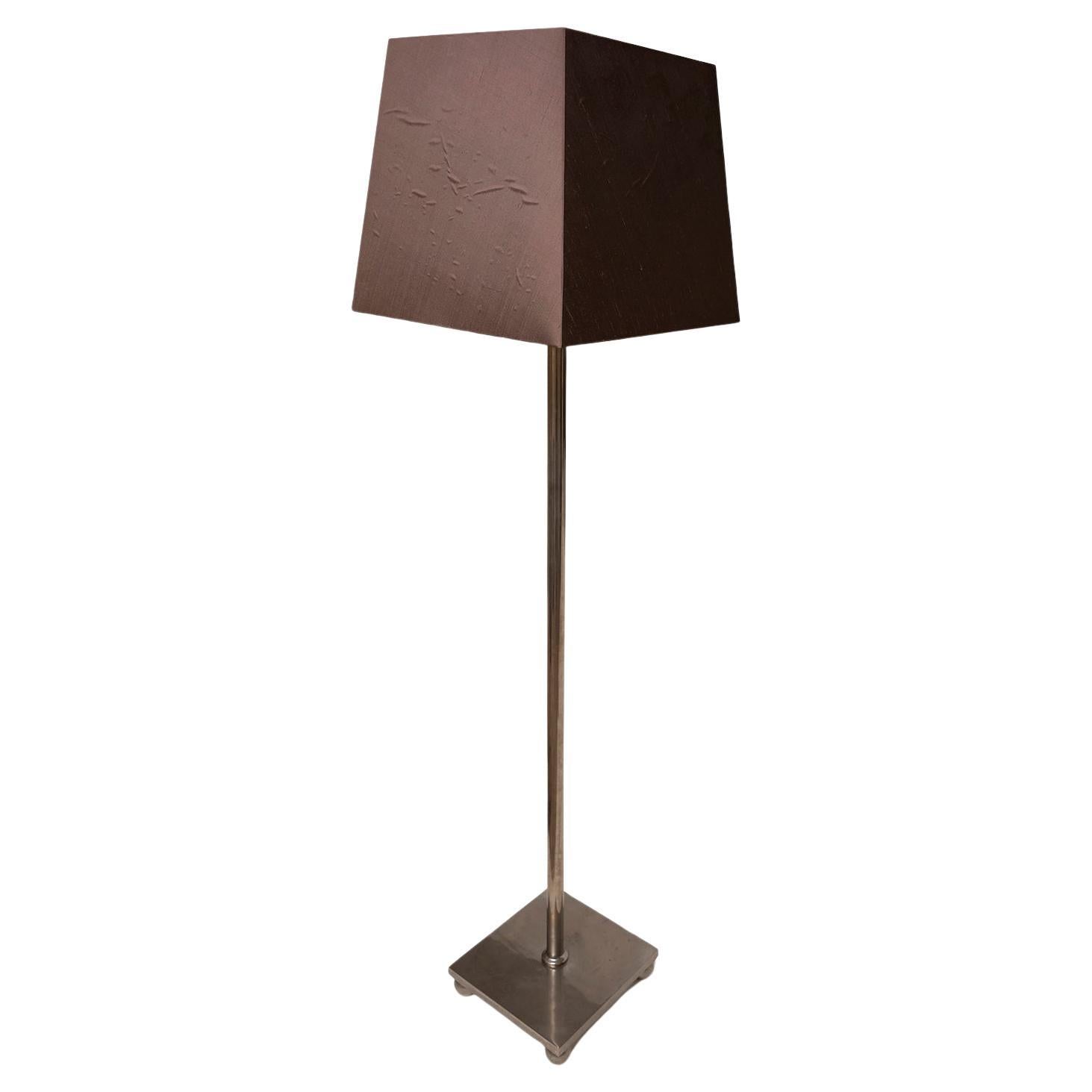 Lamp Floor Standing Chrome Height with Shade Art Deco For Sale