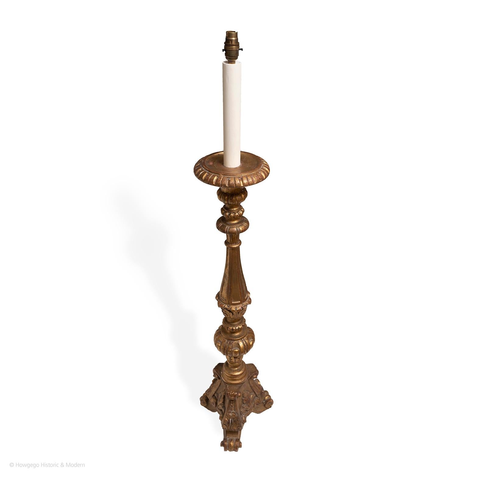 Baroque Lampe sur pied Torchere italienne dorée Fleur de Lys 128cm 4ft 21/2