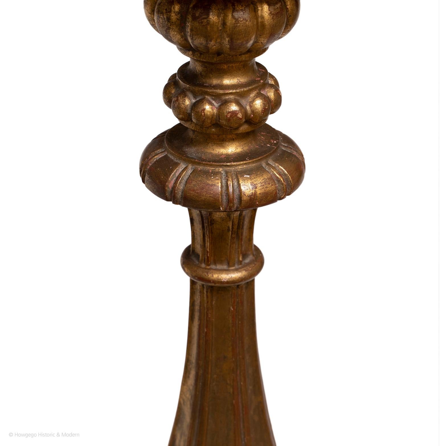Baroque Lamp Floor Standing Torchere Gilded Italian Fleur De Lys For Sale