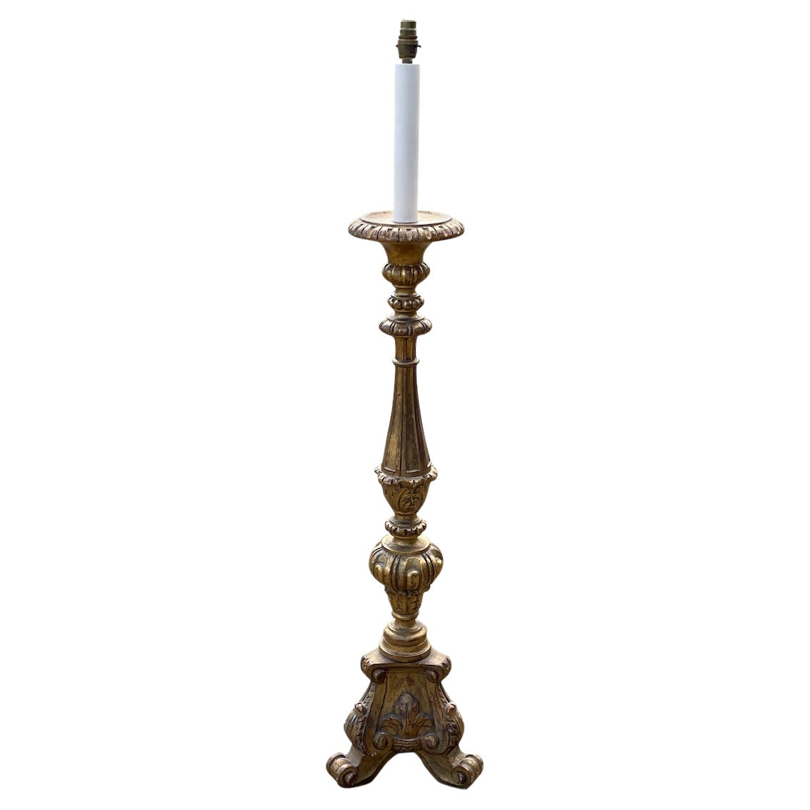 Lamp Floor Standing Torchere Gilded Italian Fleur De Lys