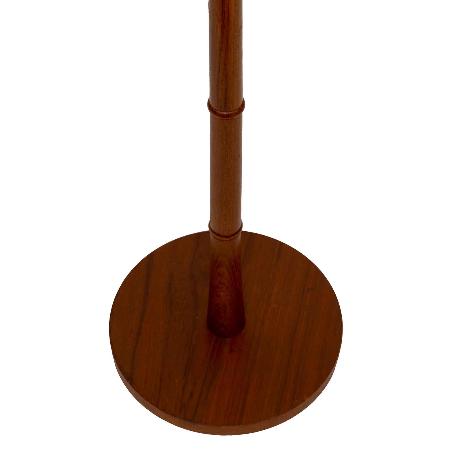 Mid-Century Modern Lamp Floor Standing Vintage Chestnut Brown Suede Original Vellum Shade 5ft3.5
