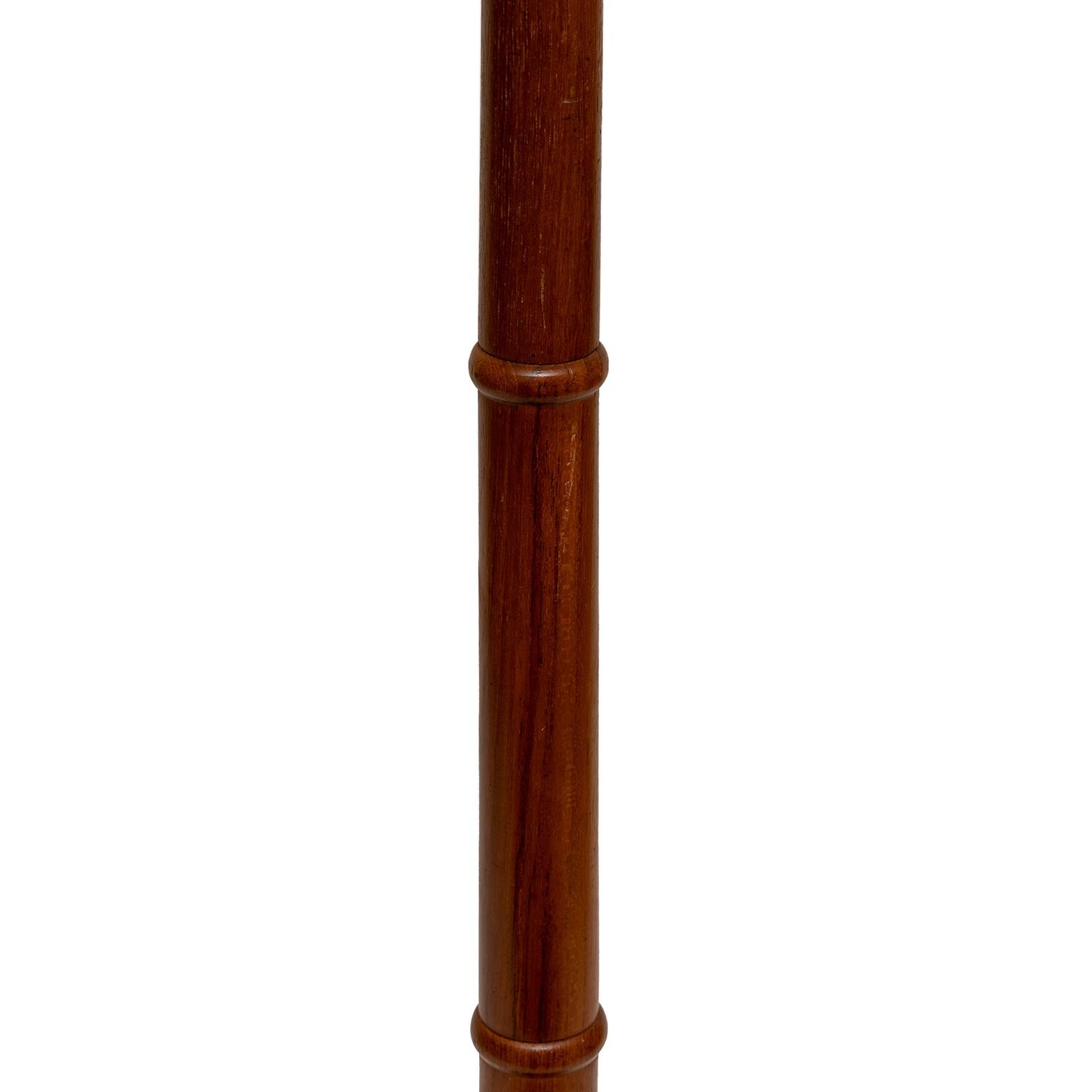 Lamp Floor Standing Vintage Chestnut Brown Suede Original Vellum Shade 5ft3.5