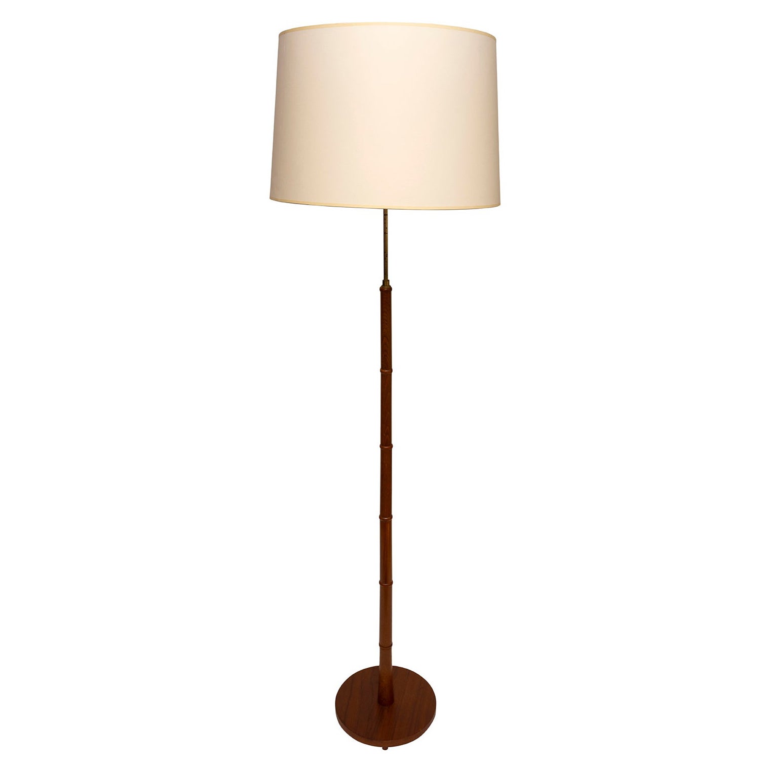 Lampe sur pied Vintage Chestnut Brown Suede Original Vellum Shade 5ft3.5""H en vente