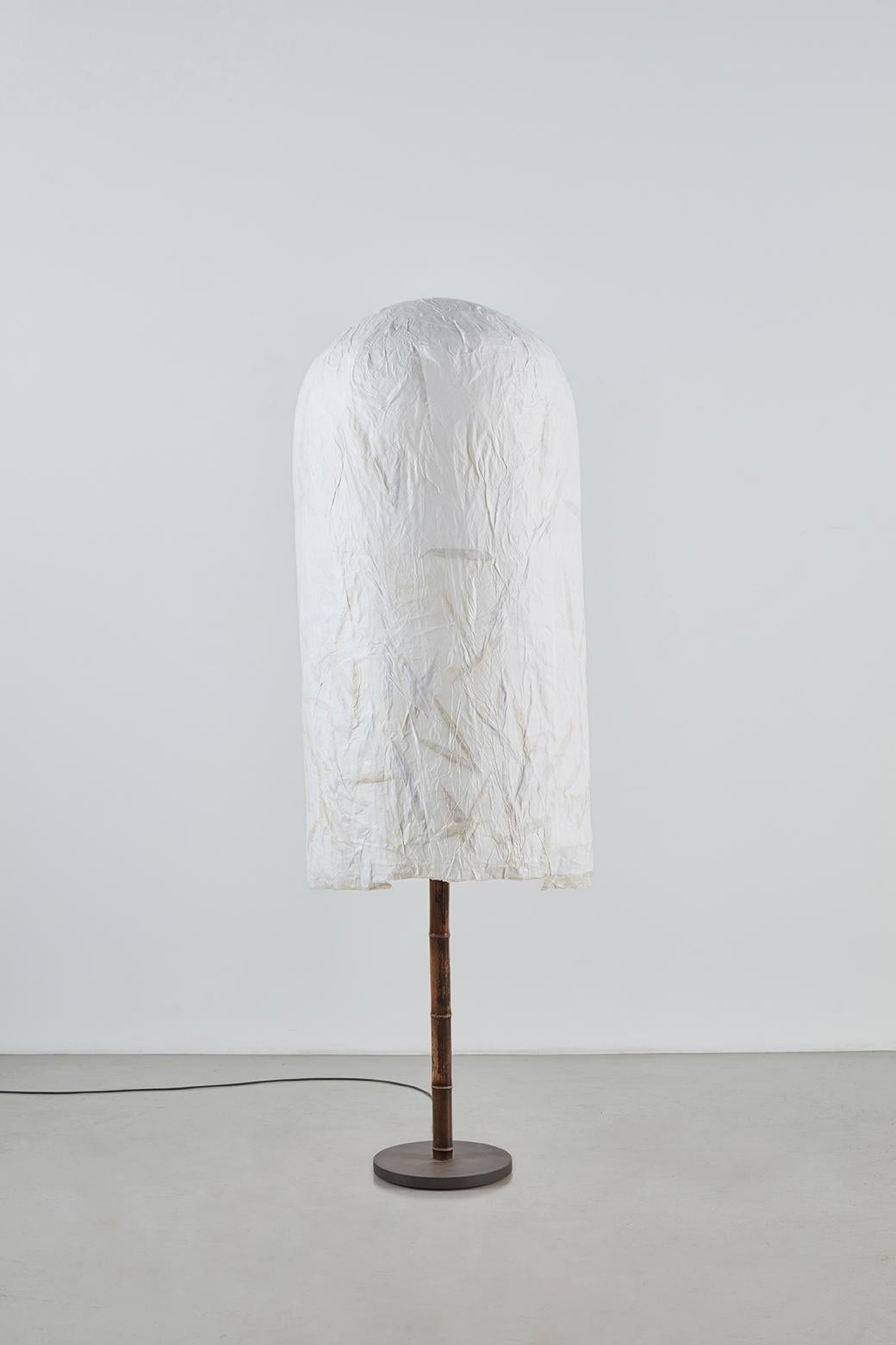 Branzi lamp made from Japanese rice paper, bamboo and Belgian Bluestone