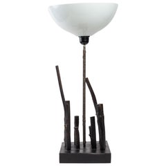 Lampada degli anni '80 in Wood e paralume in polipropilene