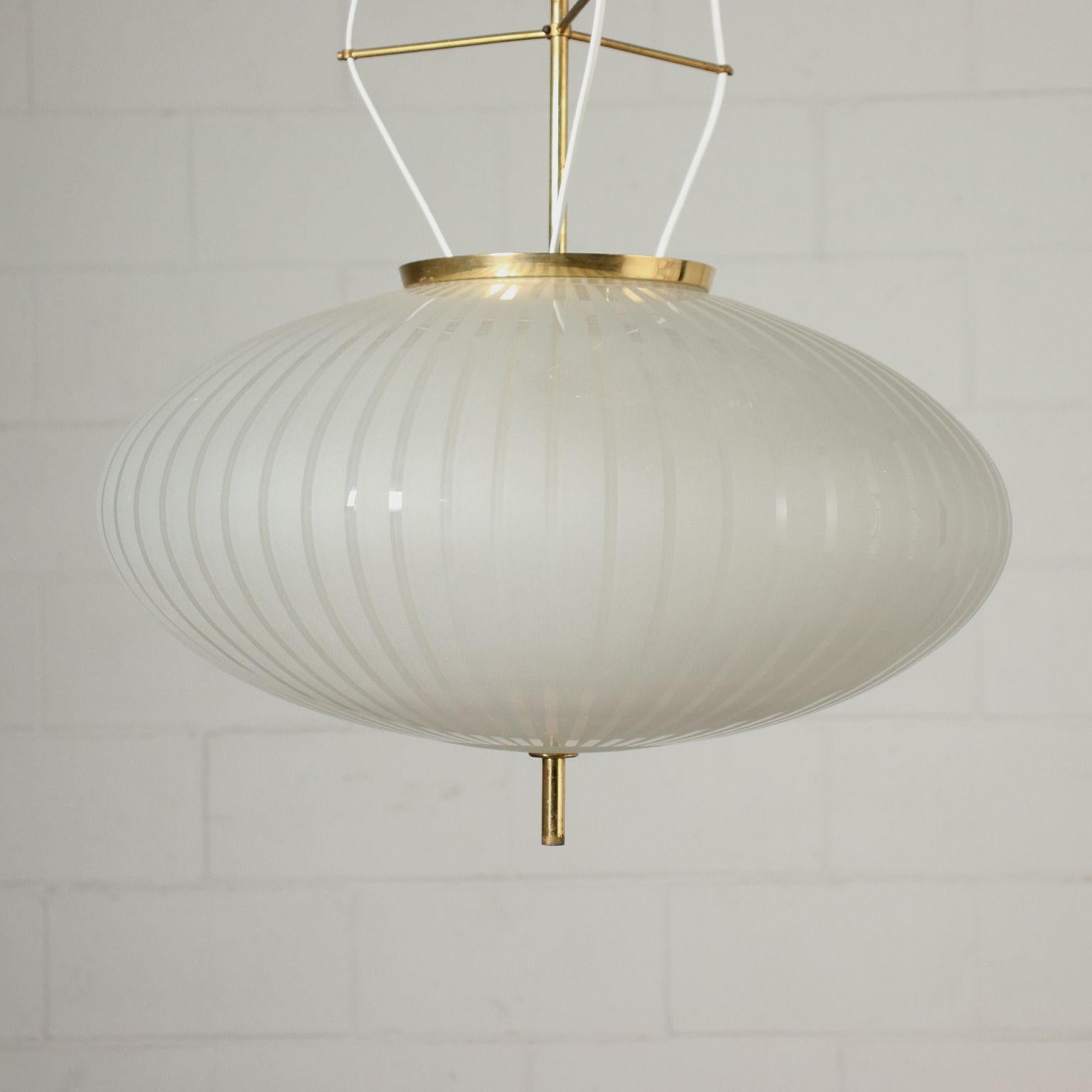 Italian Lamp, Glass, Brass, 1960s