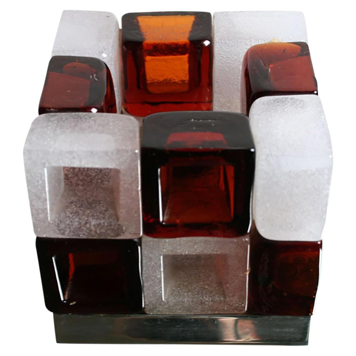 Lamp Glass Cube by Poliarte, Italy, 1970s