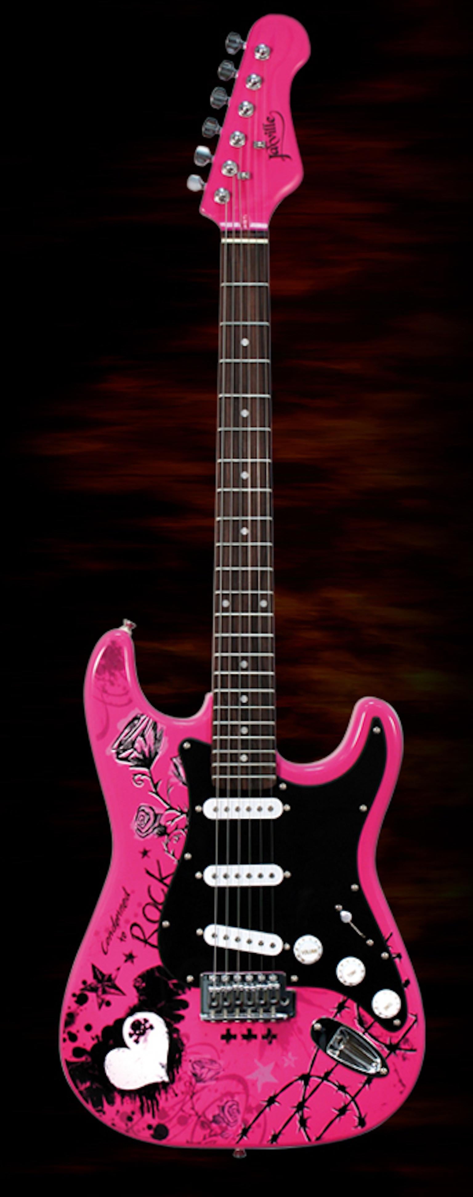 Lampe Gitarren Electric Punk Bubble Gum Pink, verchromter Ahornholz für Rock & Roll (Englisch) im Angebot