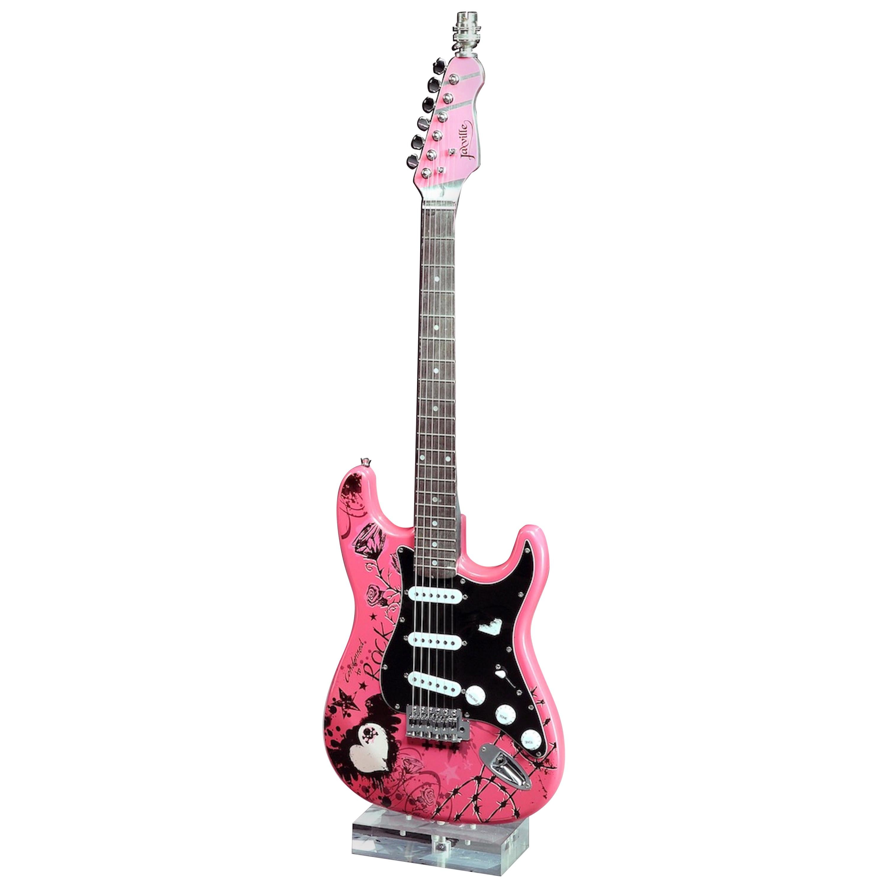 Lampe Gitarren Electric Punk Bubble Gum Pink, verchromter Ahornholz für Rock & Roll