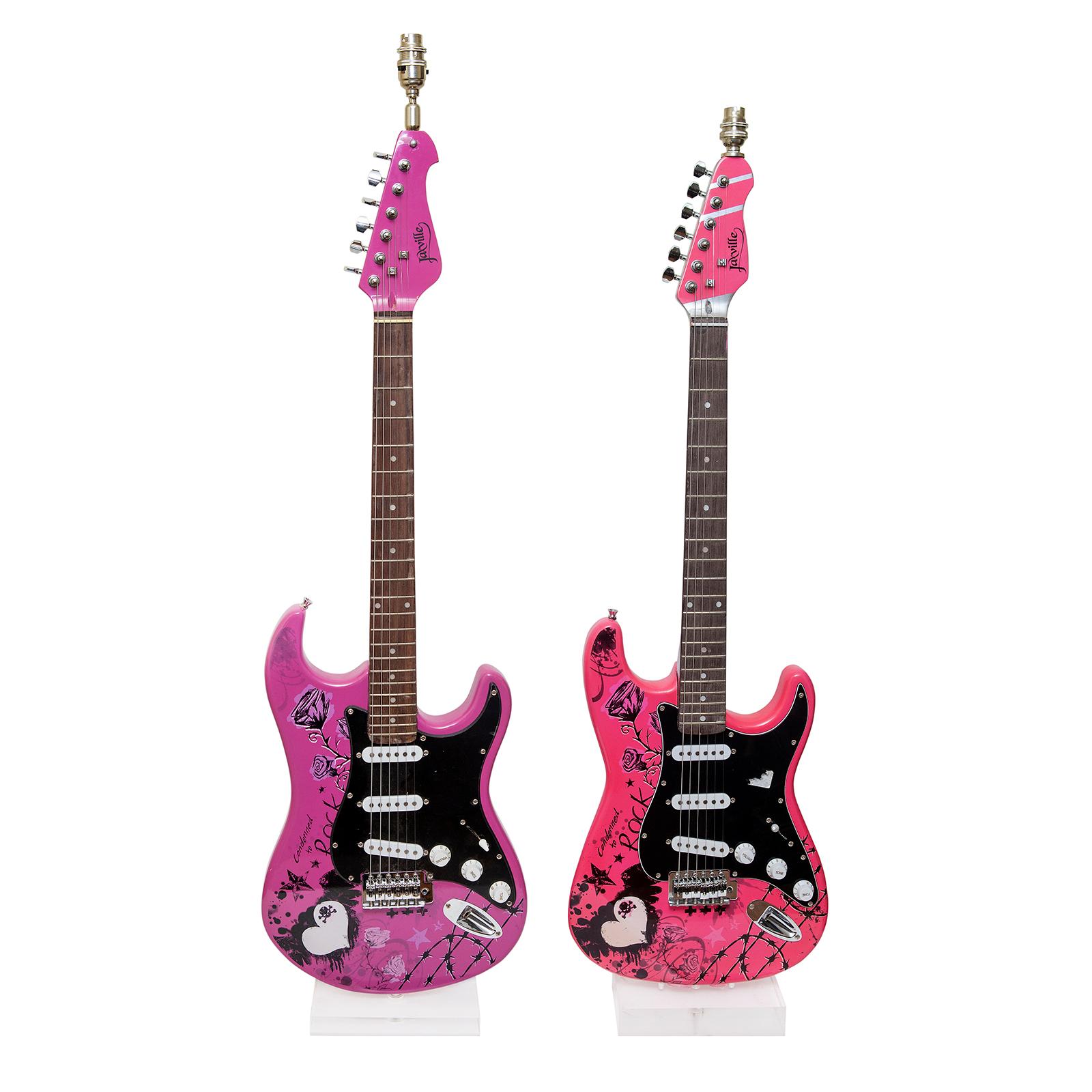 English Lamp Guitar Electric Punk Bubble Gum Pink Condemned to Rock & Roll Chrome Maple For Sale