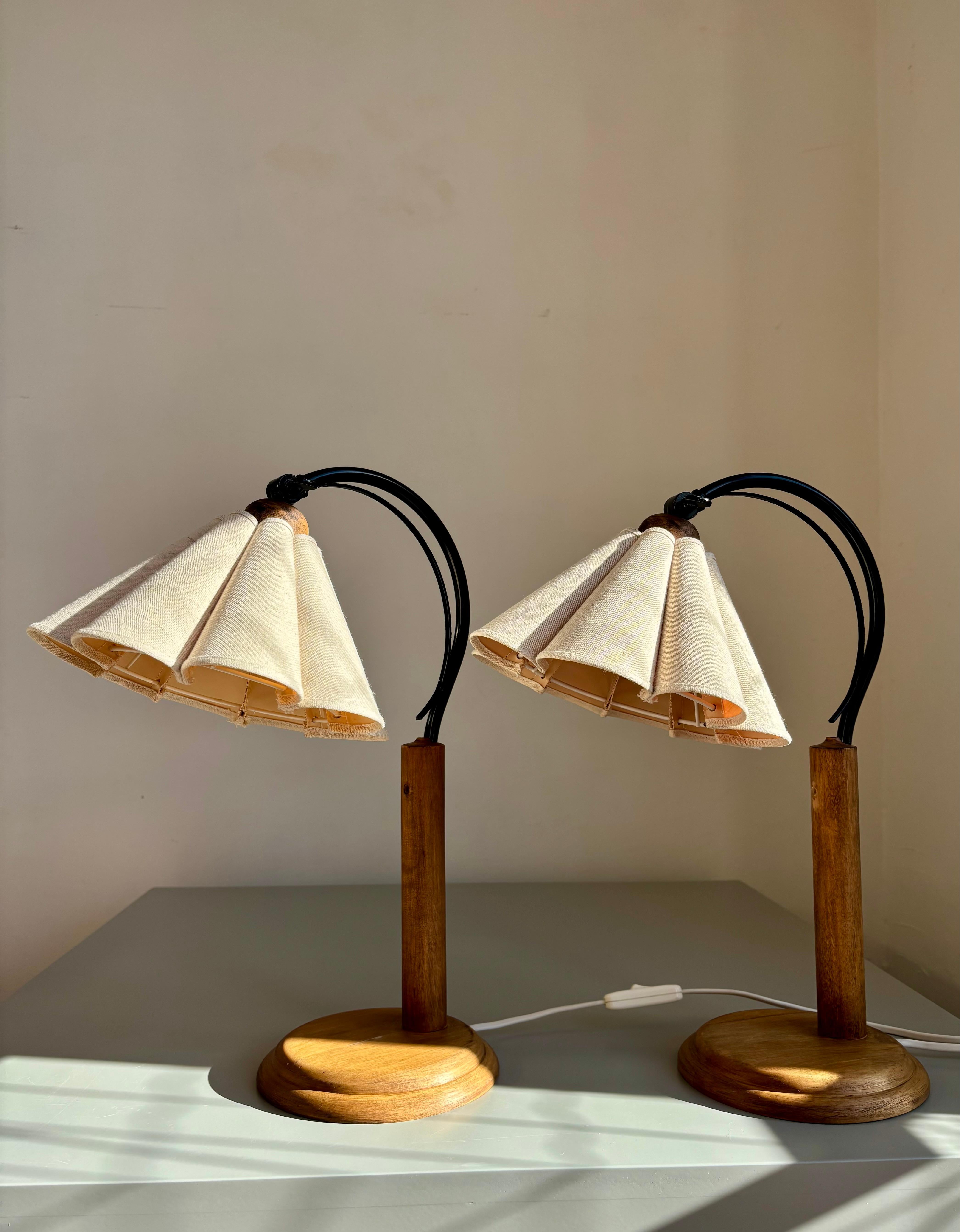 Swedish Lamp Gustaf Table Lamps, Pine, Fabric, Sweden