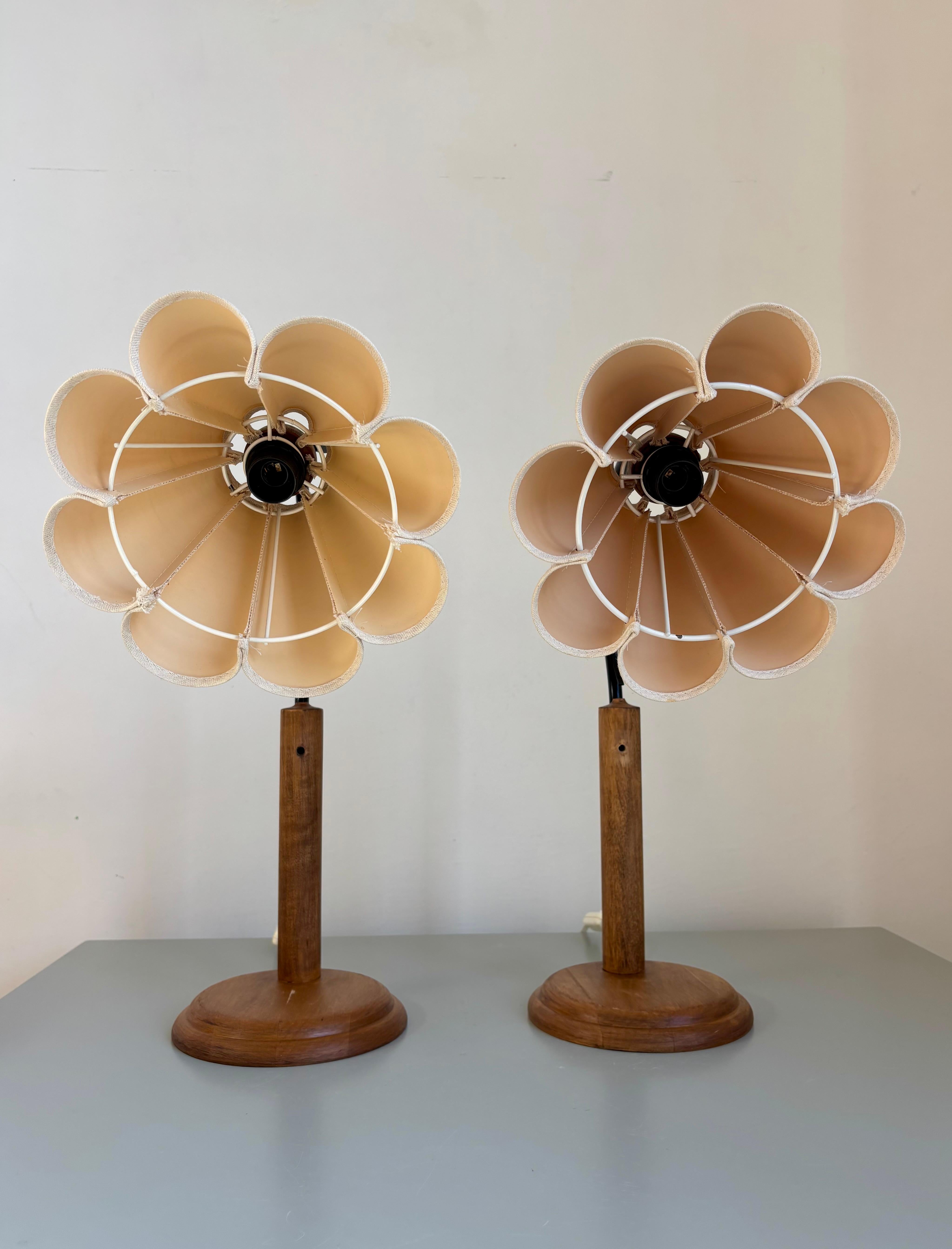 20th Century Lamp Gustaf Table Lamps, Pine, Fabric, Sweden