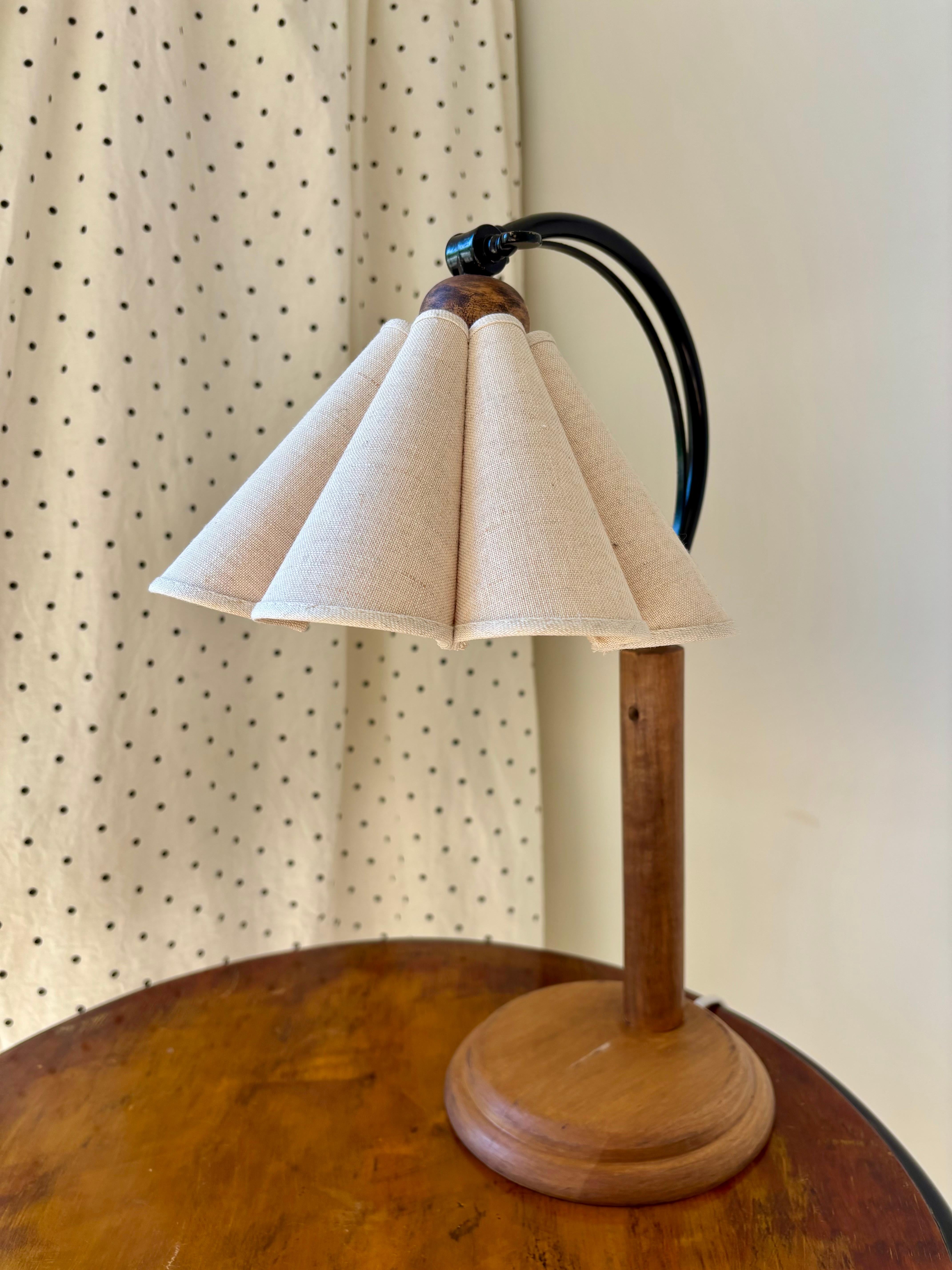 Lamp Gustaf Table Lamps, Pine, Fabric, Sweden 1