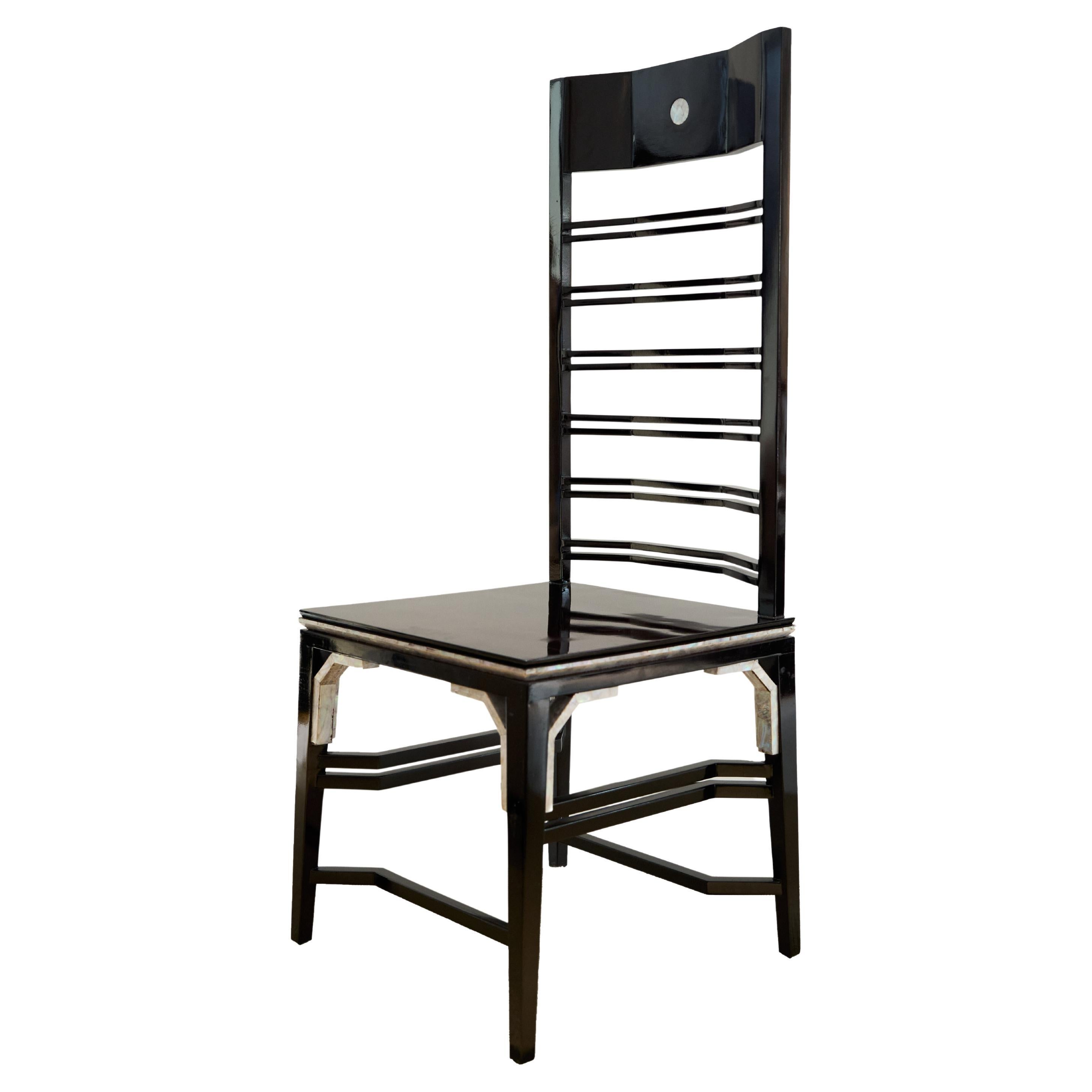 Sedia Lamp-Hanger in palissandro nero e conchiglia di Artempo in vendita