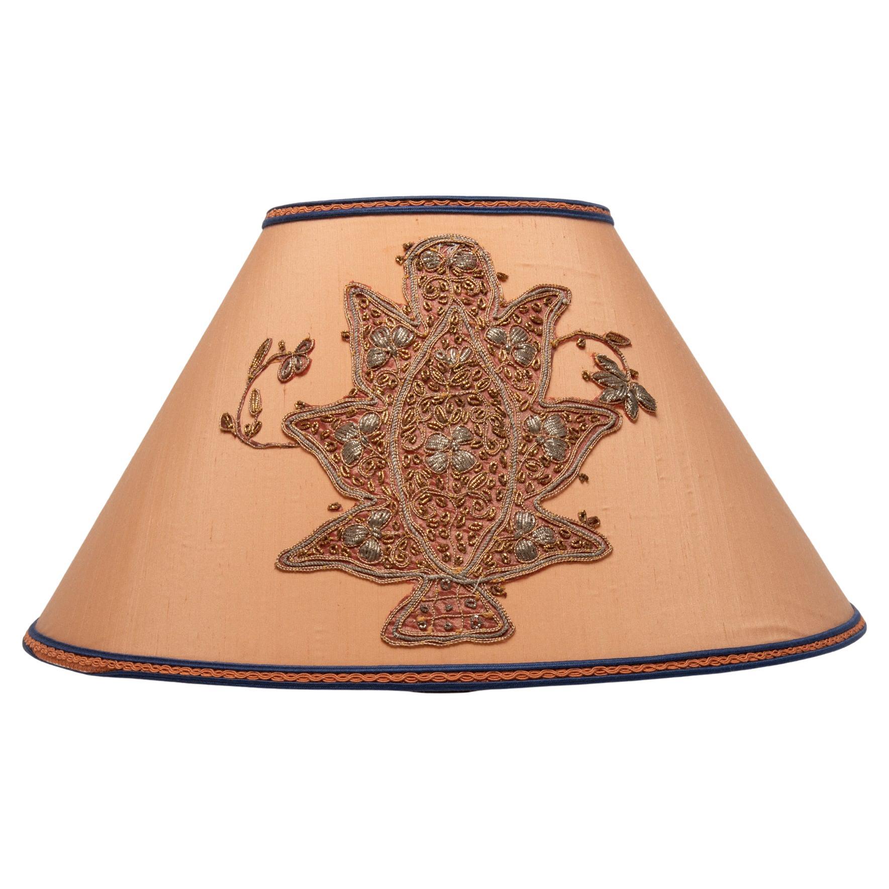 O/423 -  Unique piece : lamp hat embroidered in silver tinsel -  It is suitable for a high floor or table lamp.
The price is very interesting because I want to close my activities. 
Look also the other one published, even more important but with the