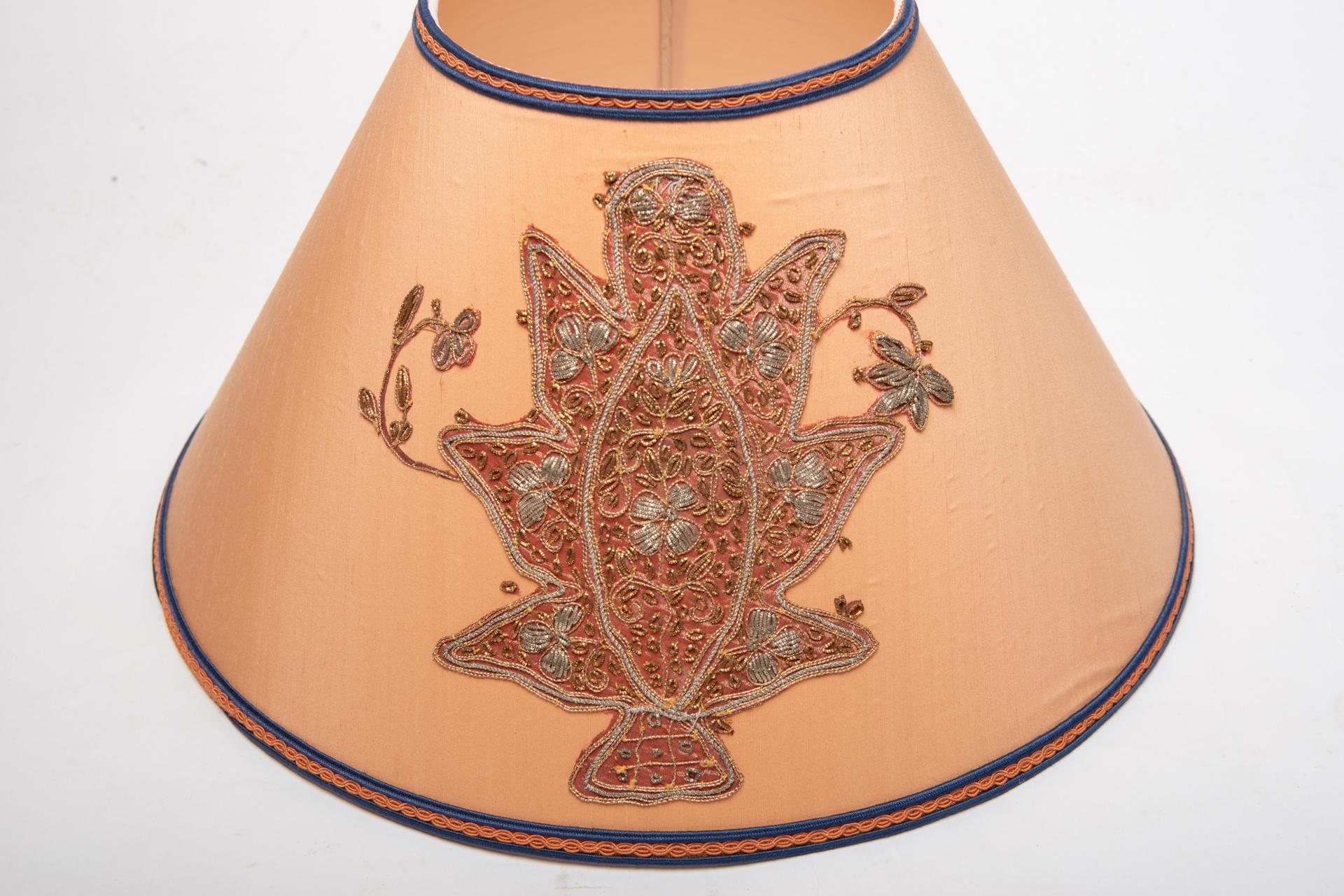 Italian Lamp Hat  Embroidered in Silver Tinsel For Sale