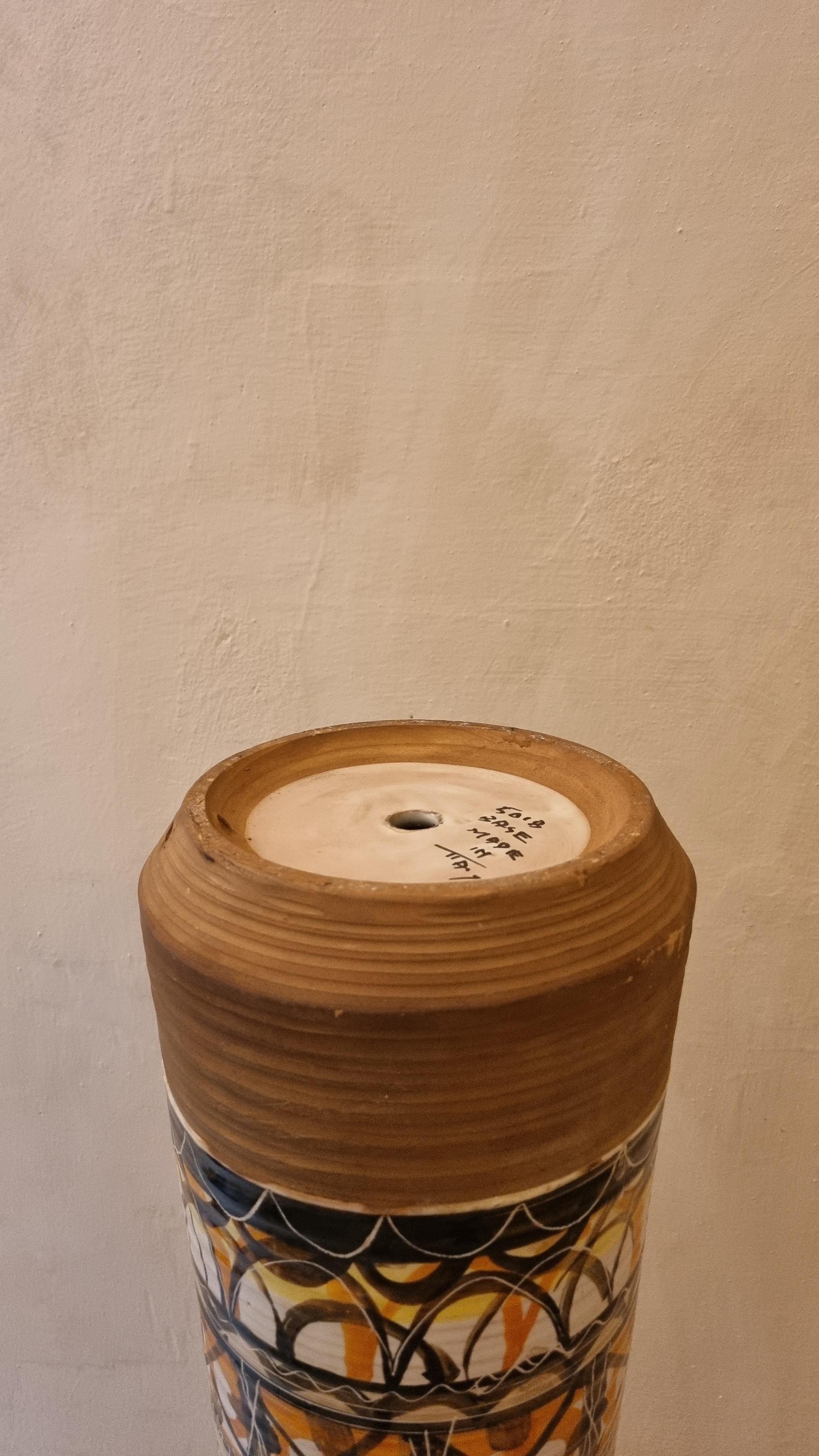 Enameled Lamp holder vase by Aldo Londi for Ceramiche Bitossi, 1970 Signed. For Sale