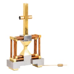 Lamp in Bamboo, Gilt and Silvered Brass, 1970s