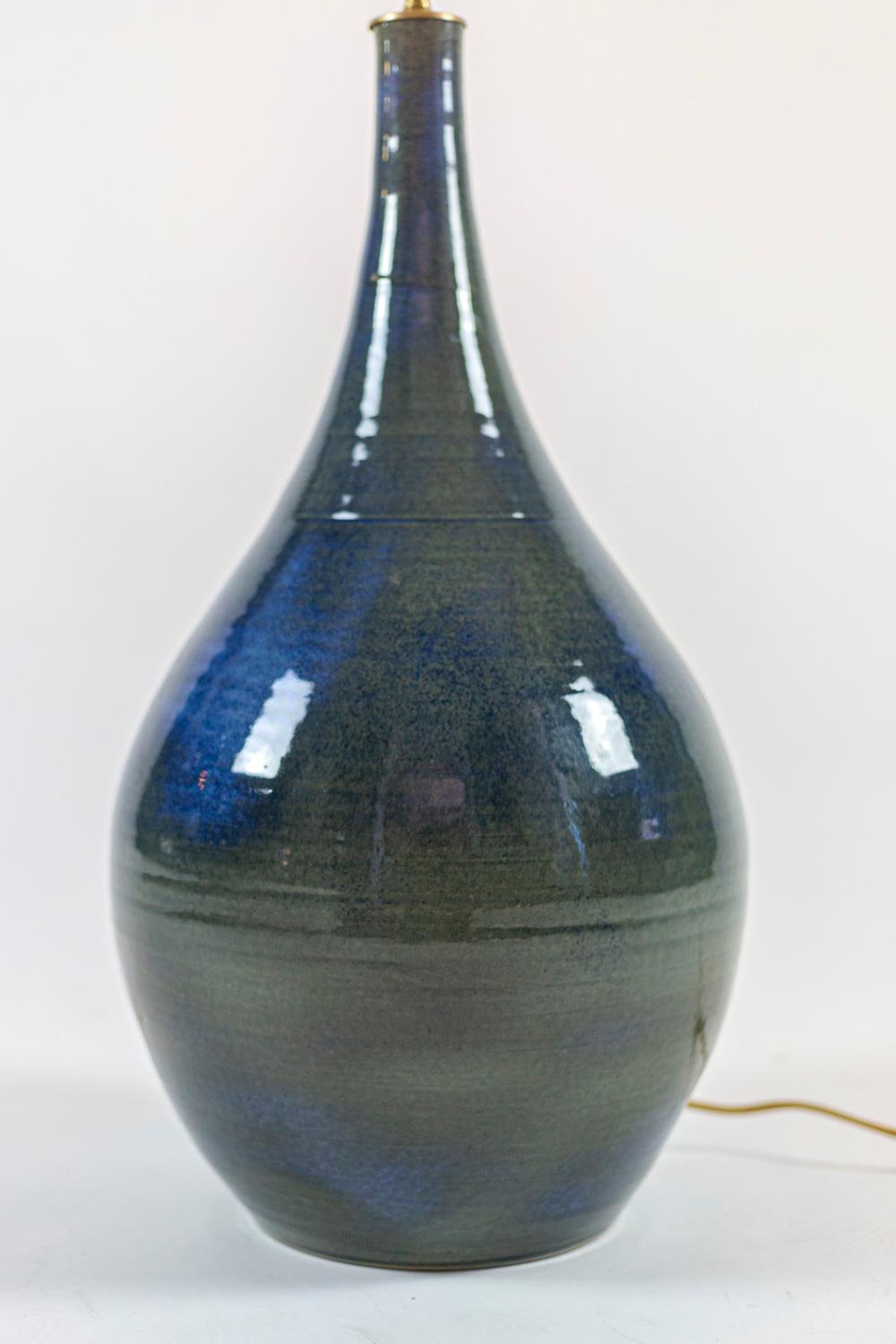 Émaillé Lampe en grès émaillé bleu et vert, années 1970 en vente