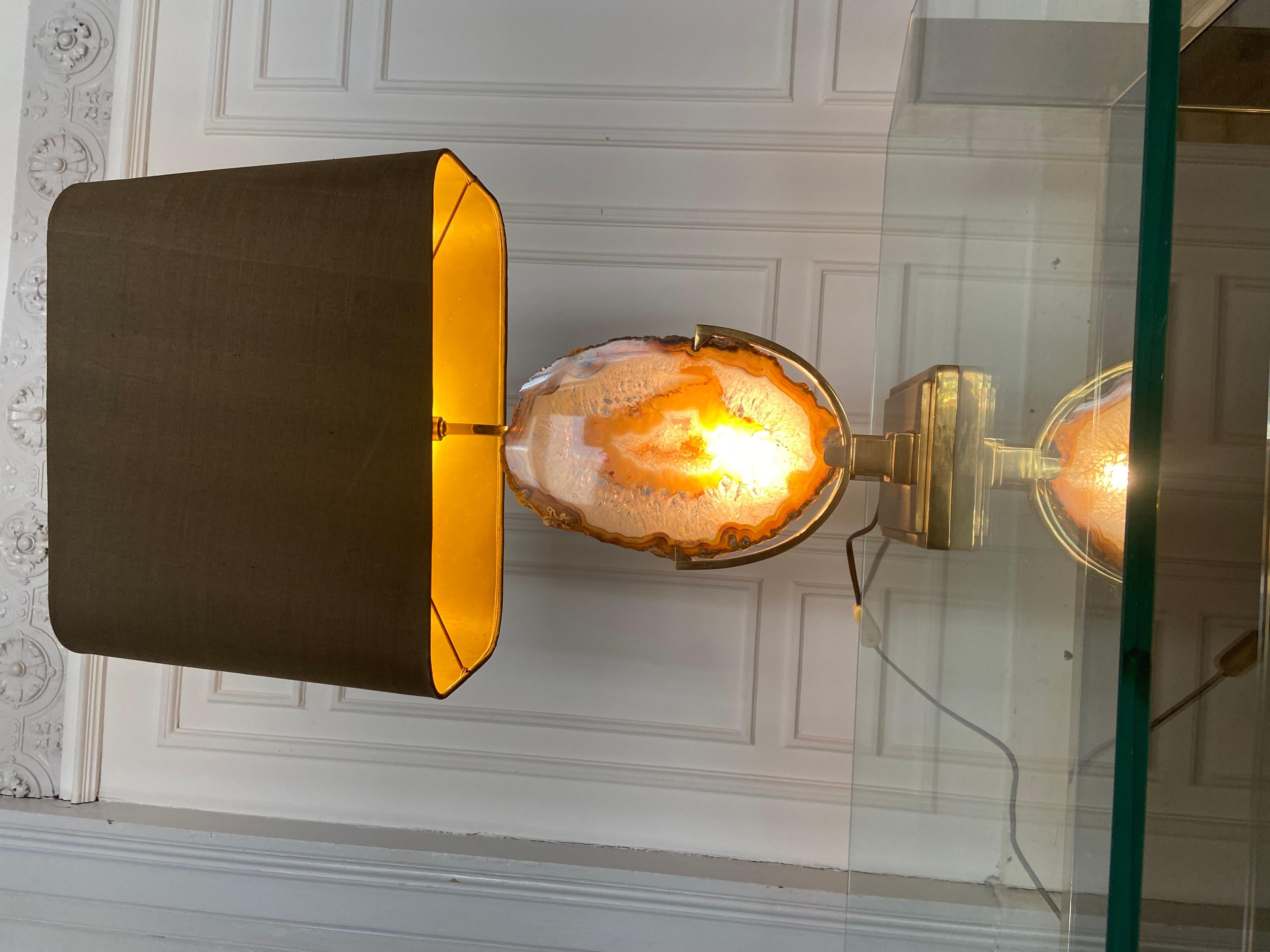 Lamp in Brass and Agathe, 1970s In Good Condition For Sale In Brussels , BE
