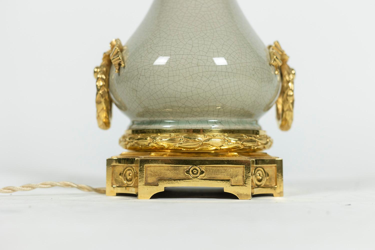 Lamp in Bronze and Celadon Porcelain, circa 1880 For Sale 1