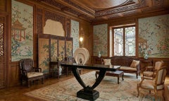 Lámpara de bronce y cerámica, Año: 1950