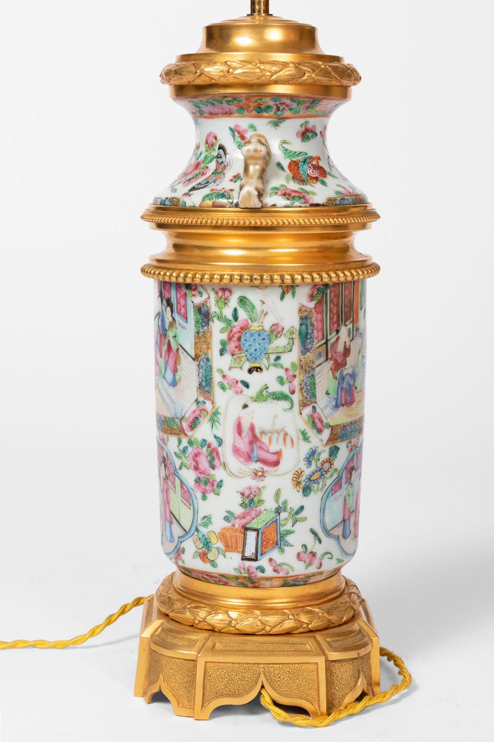 Lamp in Canton Porcelain and Gilt Bronze, circa 1880 In Good Condition In Saint-Ouen, FR