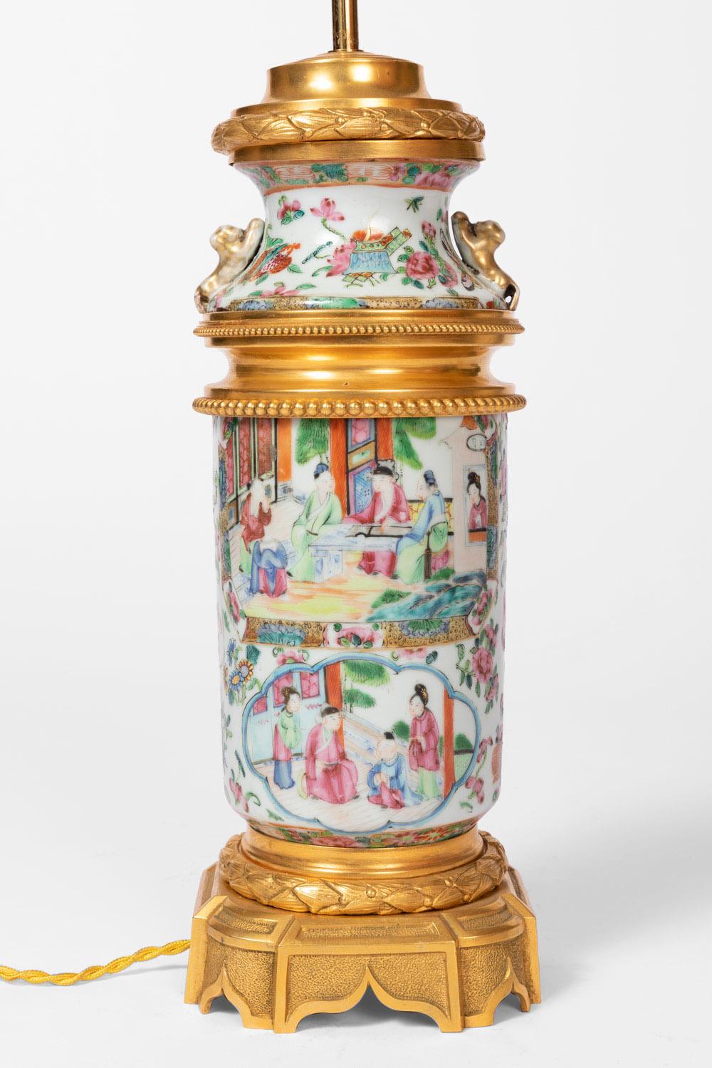 Late 19th Century Lamp in Canton Porcelain and Gilt Bronze, circa 1880