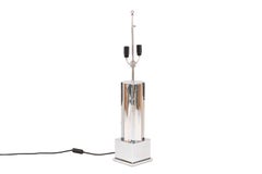 Lamp in Chromed Bronze, Fluted Column, 1970s