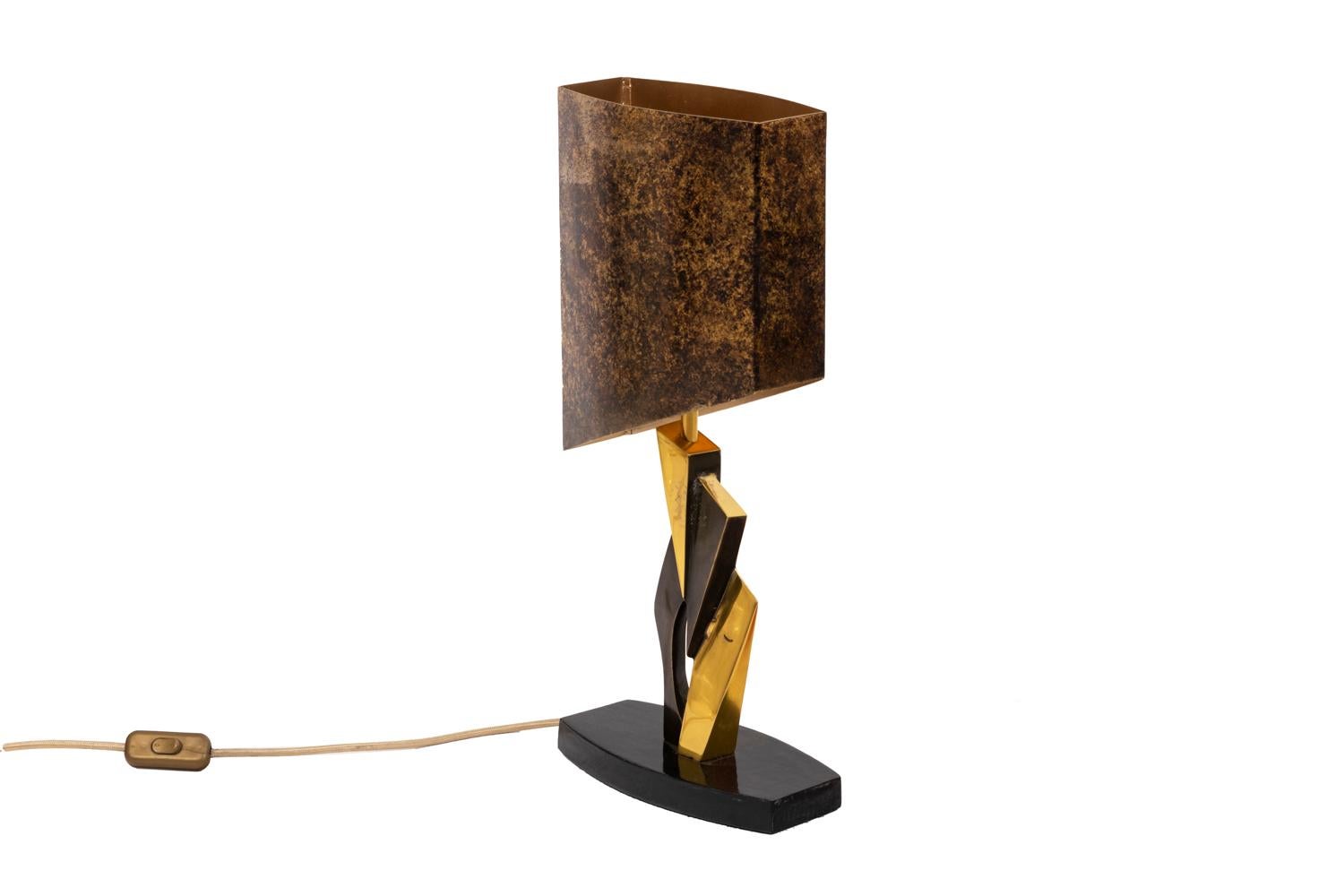 Late 20th Century Lamp in Gilt Bronze and Medal Patina, 1970’s
