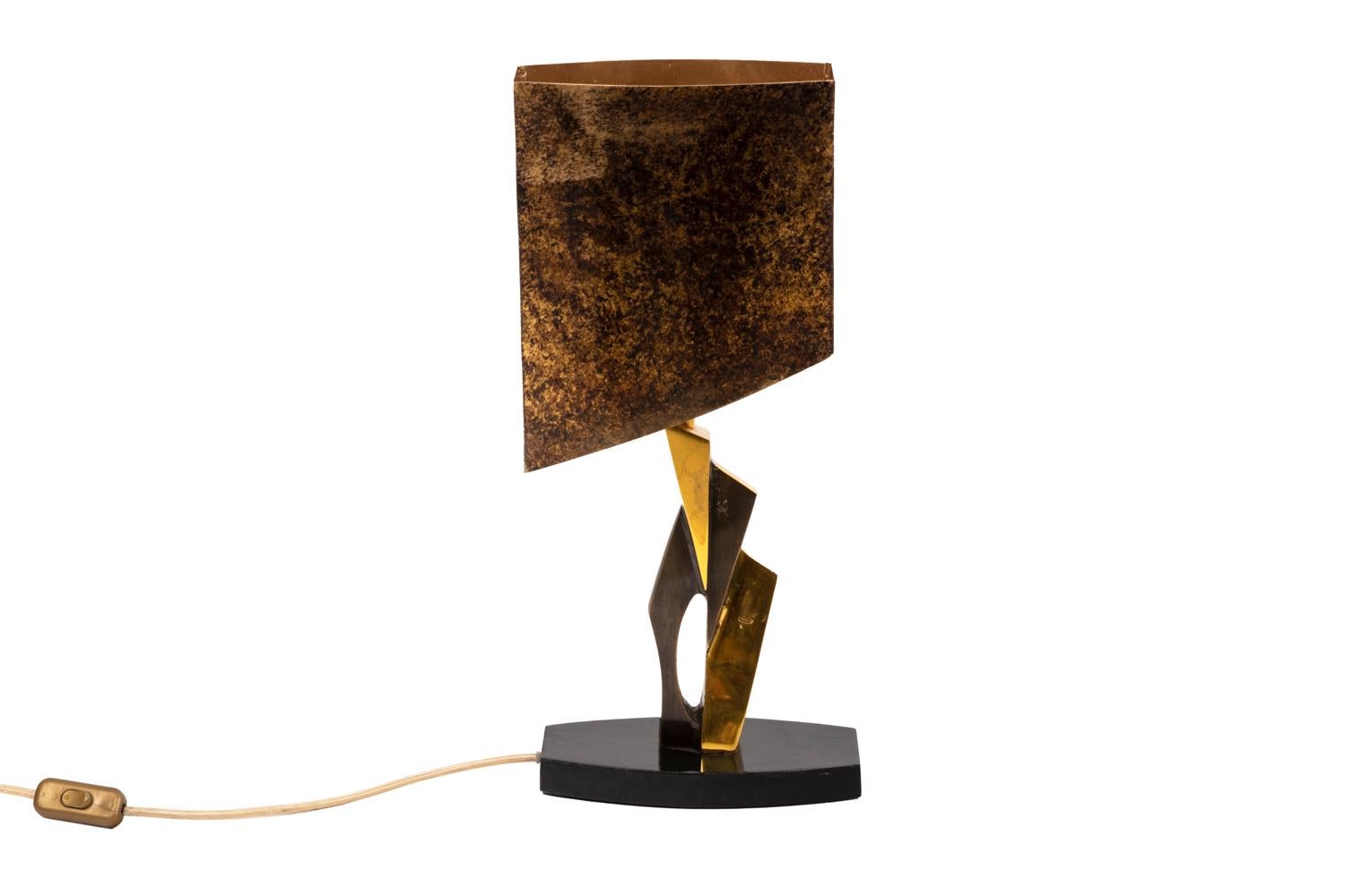 Lamp in Gilt Bronze and Medal Patina, 1970’s 1