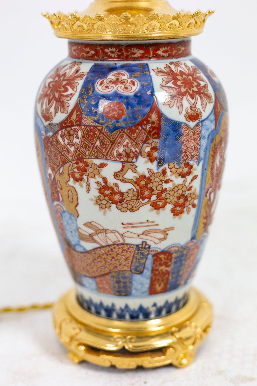 Late 19th Century Lamp in Imari Porcelain and Gilt Bronze, circa 1880 For Sale