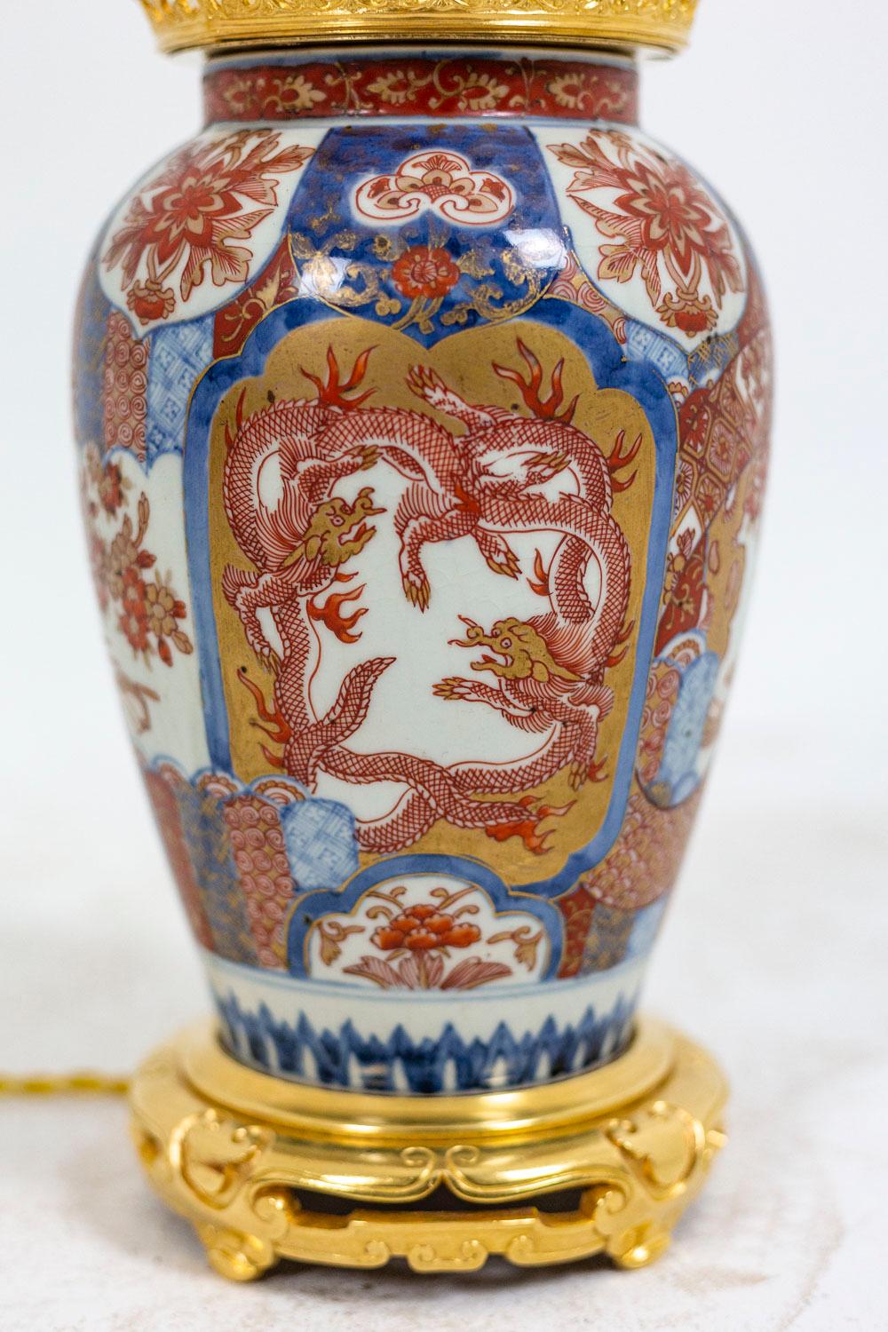 Lamp in Imari Porcelain and Gilt Bronze, circa 1880 For Sale 1