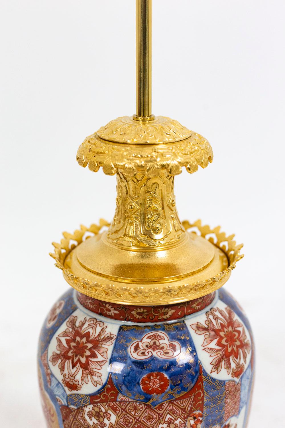 Lamp in Imari Porcelain and Gilt Bronze, circa 1880 For Sale 4