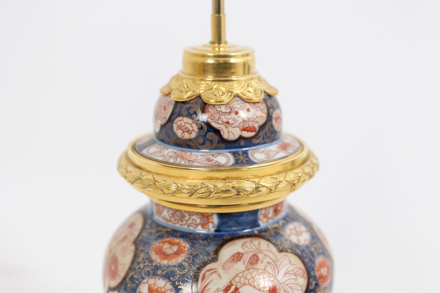 Lampe aus Imari-Porzellan und vergoldeter Bronze, um 1880 im Angebot 5