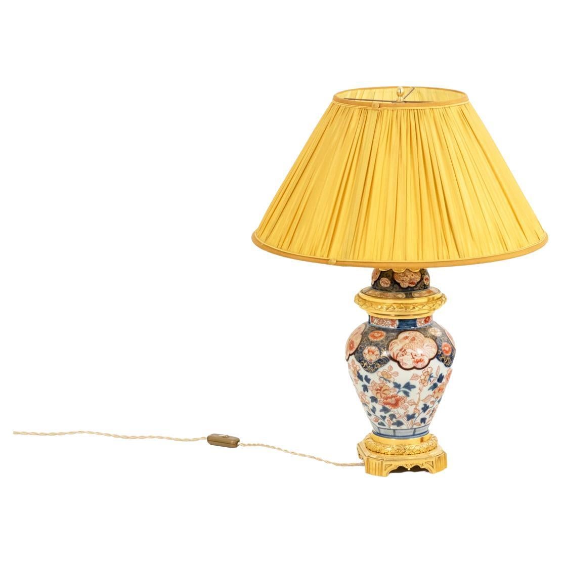 Lampe en porcelaine d'Imari et bronze doré, vers 1880