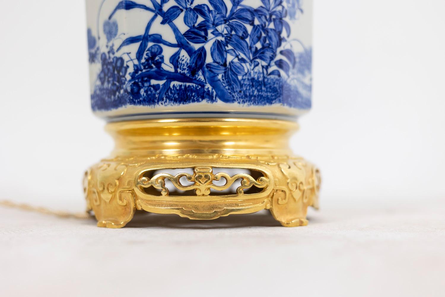 Lamp in Japanese Porcelain and Gilt Bronze, circa 1880 For Sale 4
