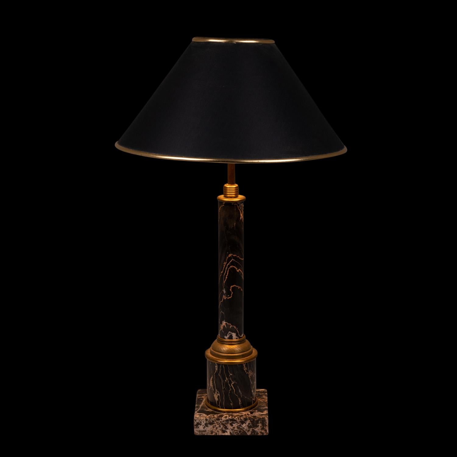 Bronze Lamp in Marble Style Empire, circa 1950 For Sale