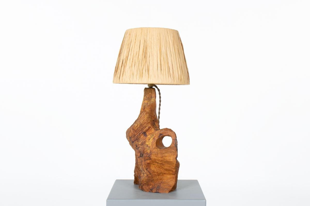 Lampada da tavolo realizzata a mano negli anni '50
Paralume in Oliver e rafia (nuovo)
Design brutalista