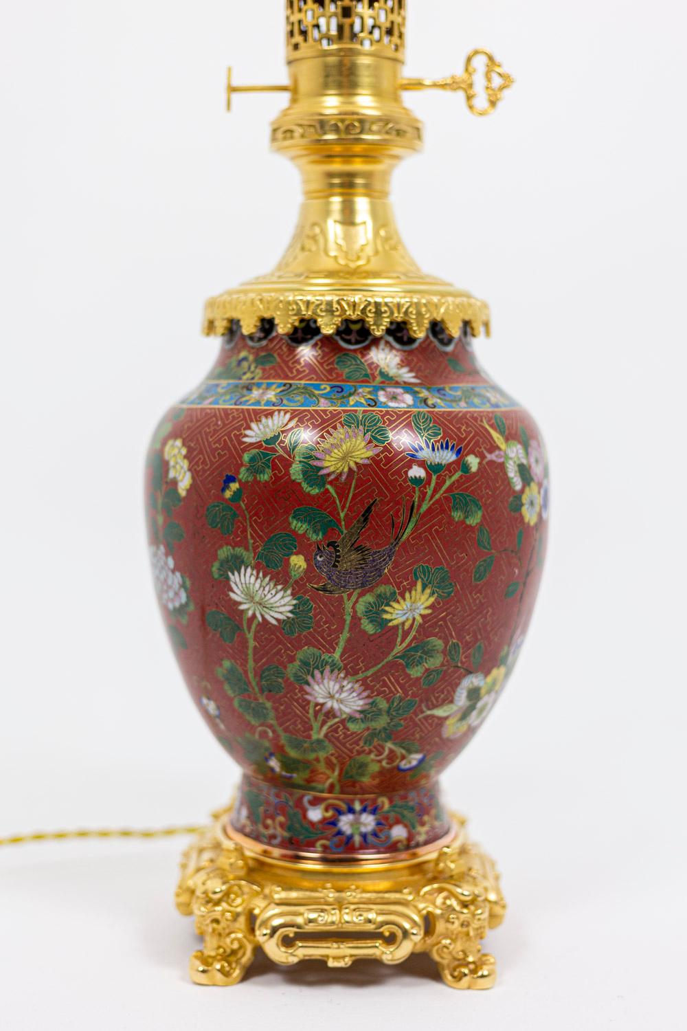 Lamp in Red Cloisonne Enamel and Gilt Bronze, circa 1880 2