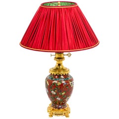Lamp in Red Cloisonne Enamel and Gilt Bronze, circa 1880