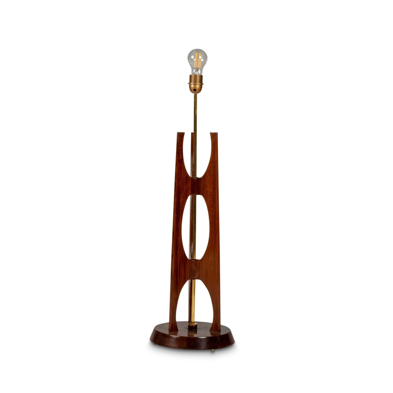 Danish Lamp in teak and brass, 1960s For Sale