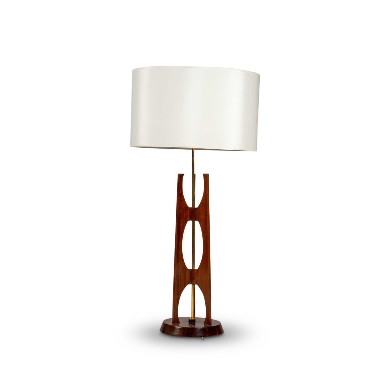 Lamp in teak and brass, 1960s In Excellent Condition For Sale In Saint-Ouen, FR