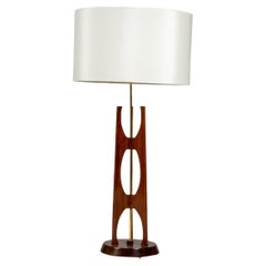 Lampe aus Teakholz und Messing, 1960er Jahre