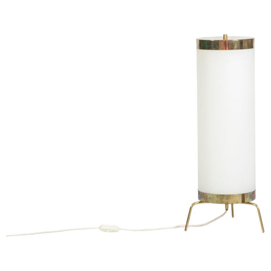 Lamp in white opaline and golden brass, 1970s For Sale