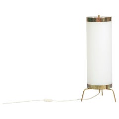 Lamp in white opaline and golden brass, 1970s