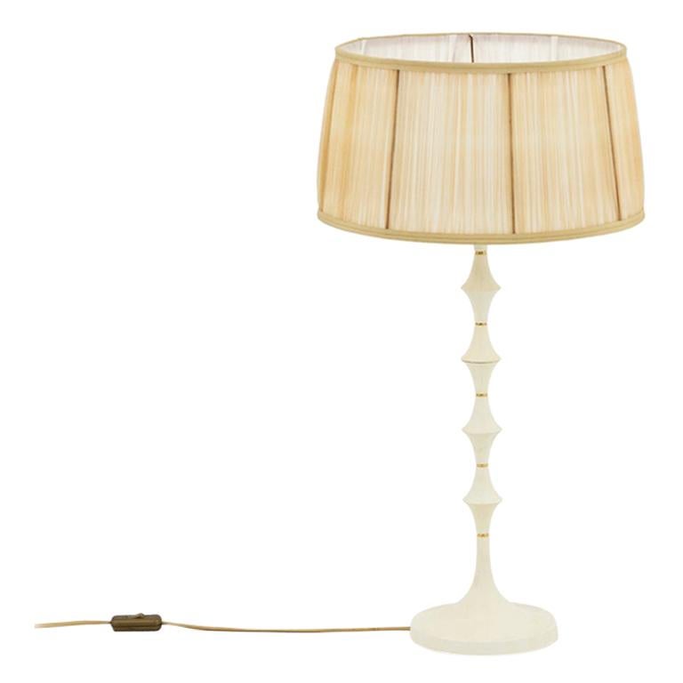 Lamp in White Resin and Gilt Brass, 1970s