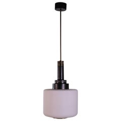 Lamp, Lacquered Aluminum Brass and Opaline Glass, Italy, 1960s