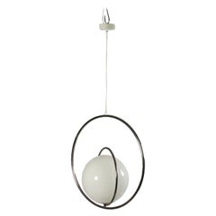 Lamp Lumi Pia Guidetti Chromed Metal Opal Glass, 1960s-1970s